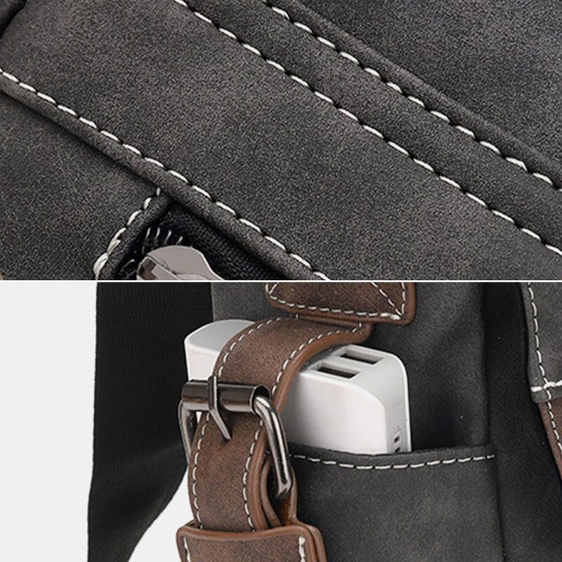 Menn Pu Leather Flap-over Crossbody-vesker Med Stor Kapasitet Uformell Mote Messenger-veske Med Flere Lommer Håndveske Skulderveske