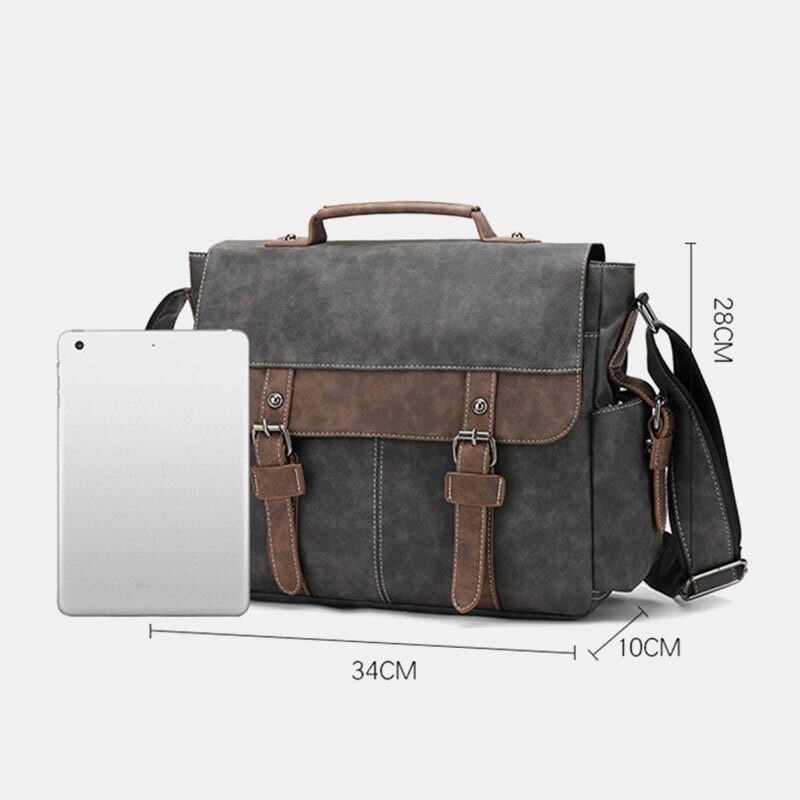 Menn Pu Leather Flap-over Crossbody-vesker Med Stor Kapasitet Uformell Mote Messenger-veske Med Flere Lommer Håndveske Skulderveske