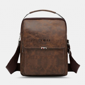 Menn Pu Skinn Vintage Tekstur Stor Kapasitet Glidelås Dekor Crossbody Vesker Skulderveske Håndveske