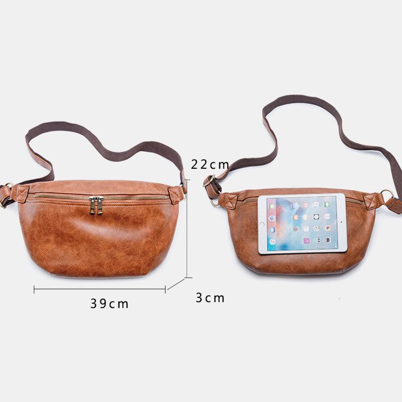 Menn Stor Kapasitet Vanntett Crossbody-veske Pu-skinn Tyverisikring Uformelt Midjeveske Brystveske Skulderveske