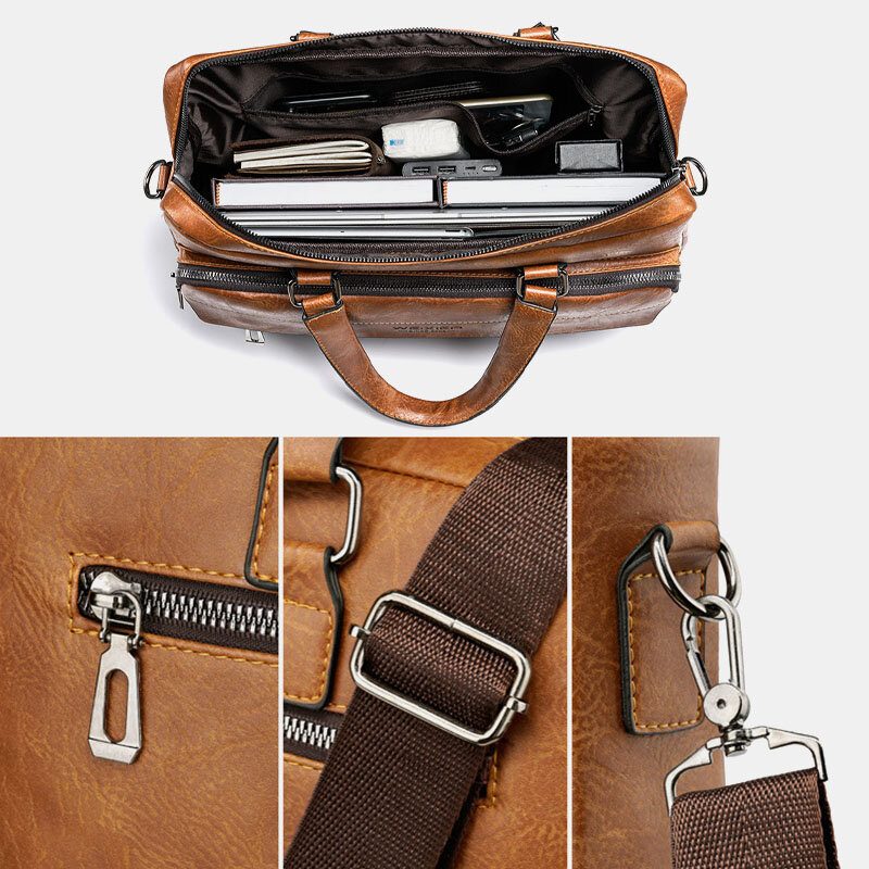 Menn Stor Kapasitet Vintage 13 Tommers Datamaskinveske Messenger Vesker Crossbody-vesker Skulderveske Koffert