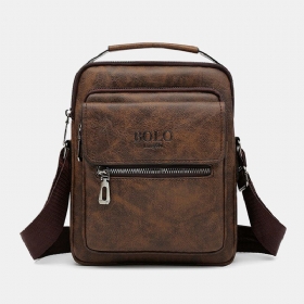 Menn Tekstur Glidelås Dekor Crossbody Vesker Pu Skinn Vintage Multi-lomme Skulderveske Håndveske