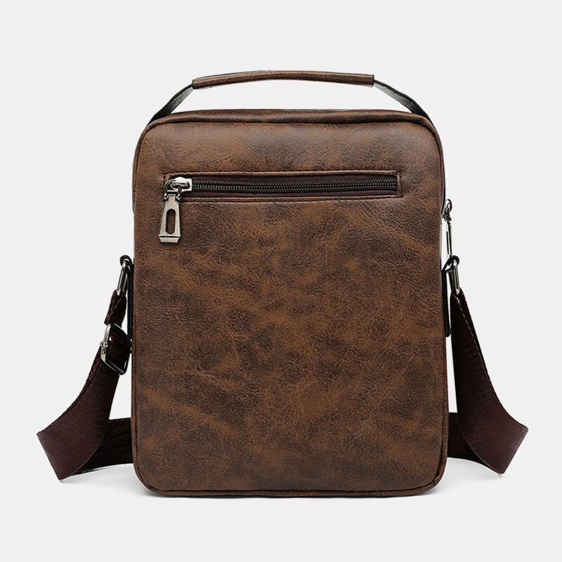 Menn Tekstur Glidelås Dekor Crossbody Vesker Pu Skinn Vintage Multi-lomme Skulderveske Håndveske