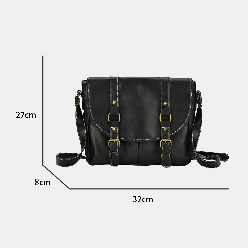 Menn Vintage Large Capacity Multipocket Pu Lær Lærerveske Crossbody Vesker Brief Skulderveske