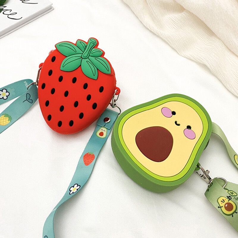 Søt Strawberry Avocado Rubber Crossbody Vesker For Kvinner