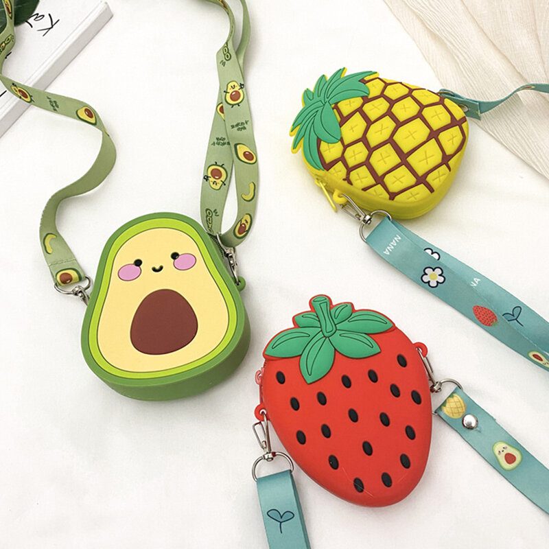 Søt Strawberry Avocado Rubber Crossbody Vesker For Kvinner