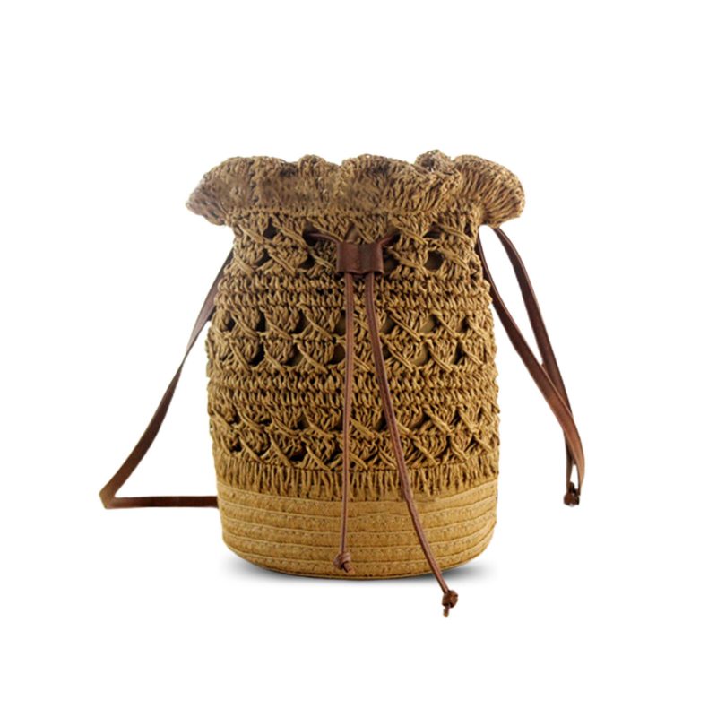 Strawn Bohemian Stilig Lett Crossbody Vesker Beach Bucket Bag