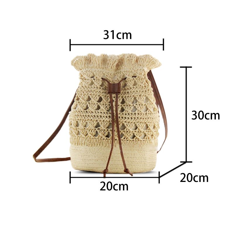 Strawn Bohemian Stilig Lett Crossbody Vesker Beach Bucket Bag