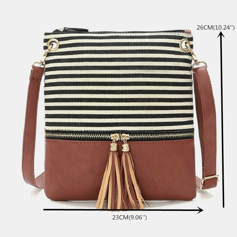 Stripet Dusk For Kvinner Casual Canvas Crossbody Vesker Skulderveske