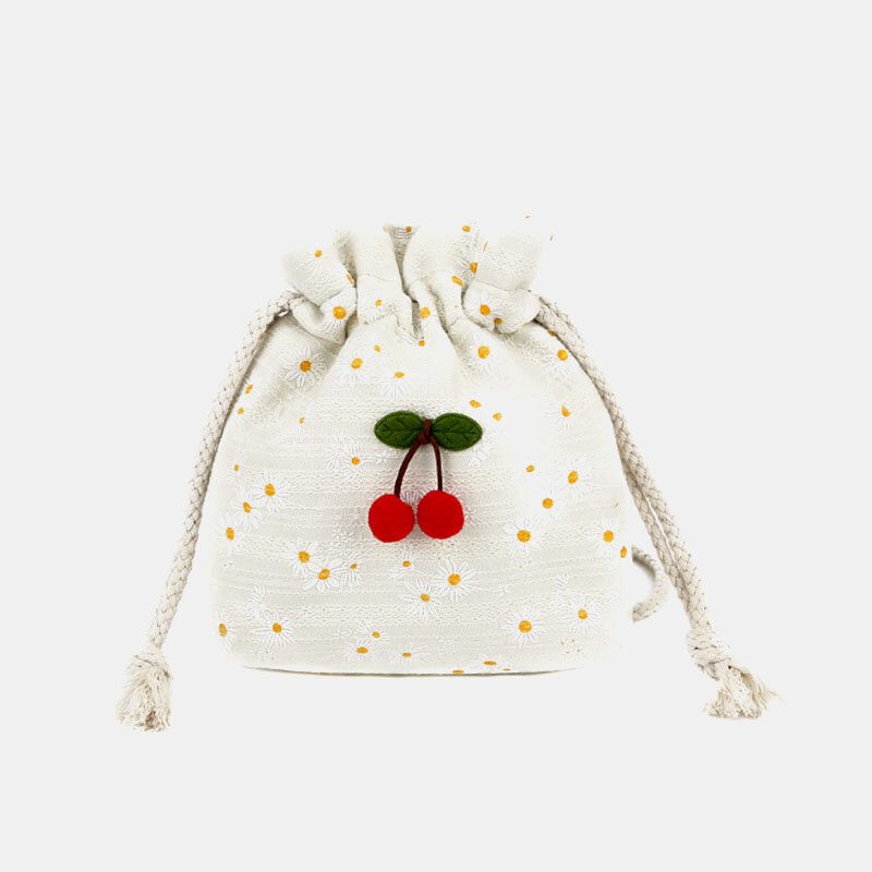 Summer Cherry Dotted Rund Straw Crossbody Vesker Skulderveske