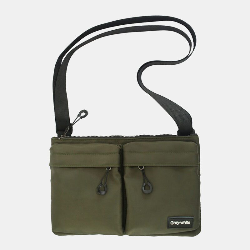 Unisex Dobbel Frontlomme Med Glidelås Crossbody-vesker Nylon Uformell Enkel Slitebestandig Skulderveske