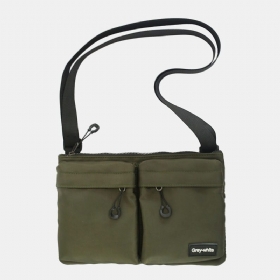 Unisex Dobbel Frontlomme Med Glidelås Crossbody-vesker Nylon Uformell Enkel Slitebestandig Skulderveske