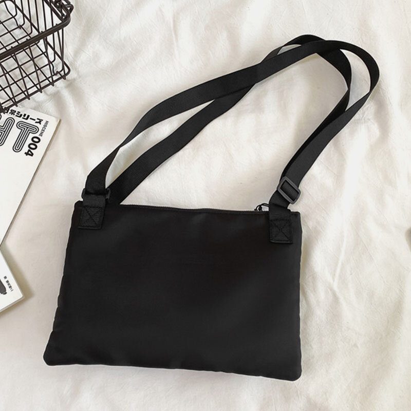 Unisex Dobbel Frontlomme Med Glidelås Crossbody-vesker Nylon Uformell Enkel Slitebestandig Skulderveske