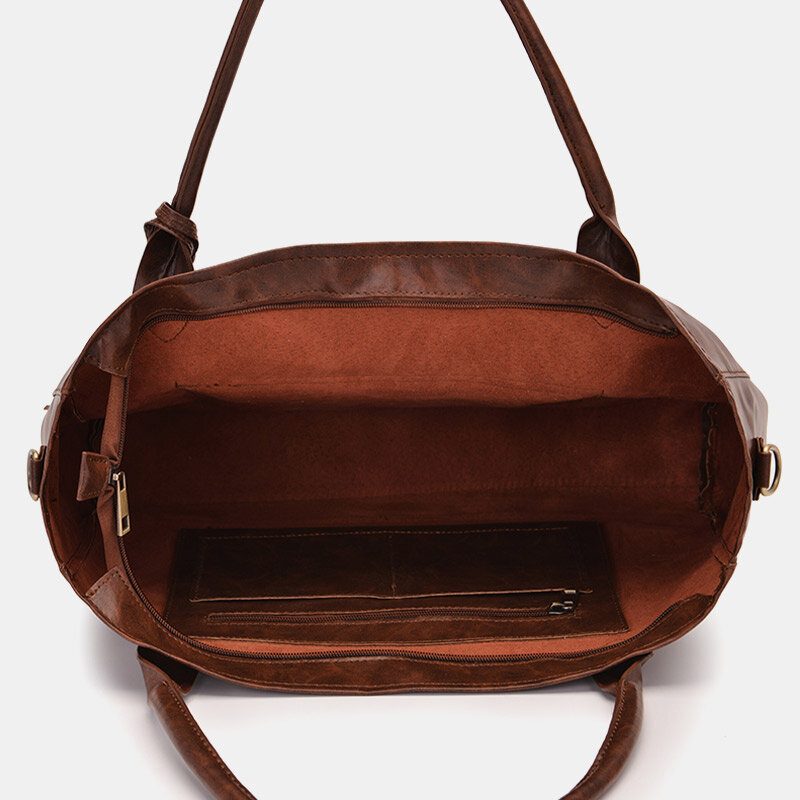 Vintage Duskdekor For Kvinner Med Stor Kapasitet Crossbody-veske Multifunksjonell Myk Fuskepelskoffert Håndveske