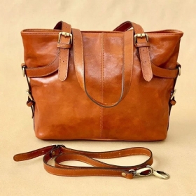 Vintage Stor Kapasitet Vanntett Tøyveske Crossbody-veske Faux Leather Convertible Straps Skulderveske