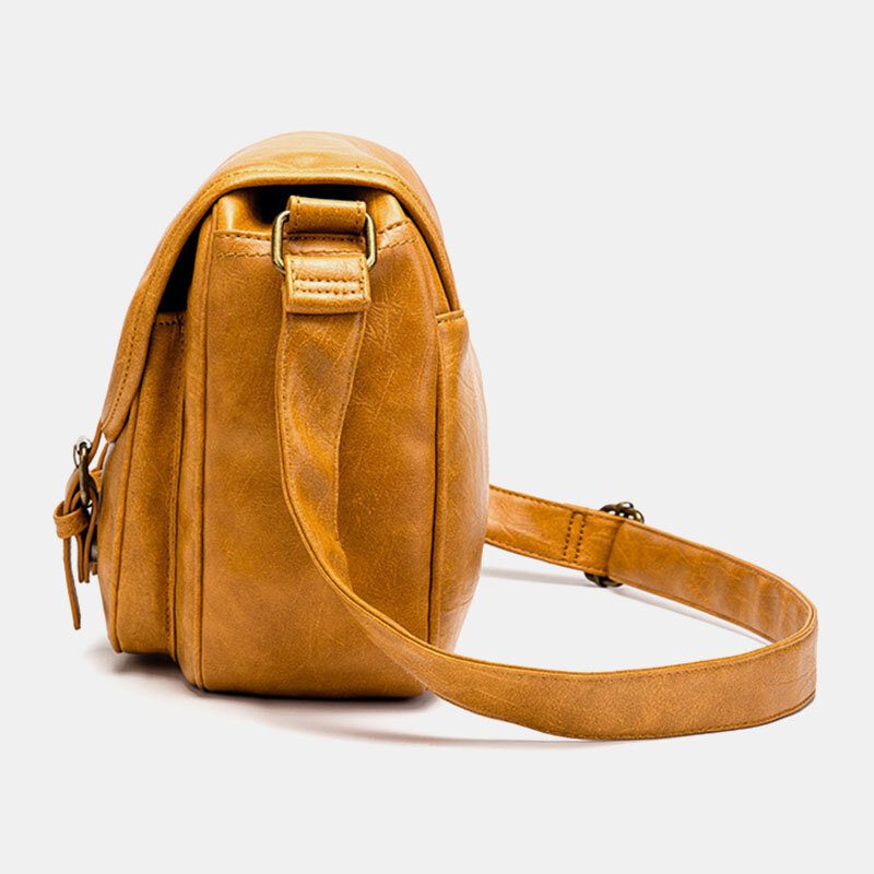 Vintage Vanntett Flerlommer For Menn Med Flap-over Crossbody-veske I Kunstskinn