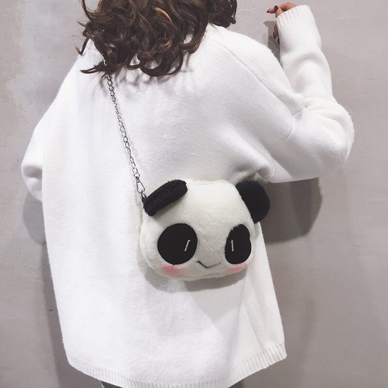 Vinter-ol Beijing 2022 Søt Panda Dacron Chain Crossbody Bag