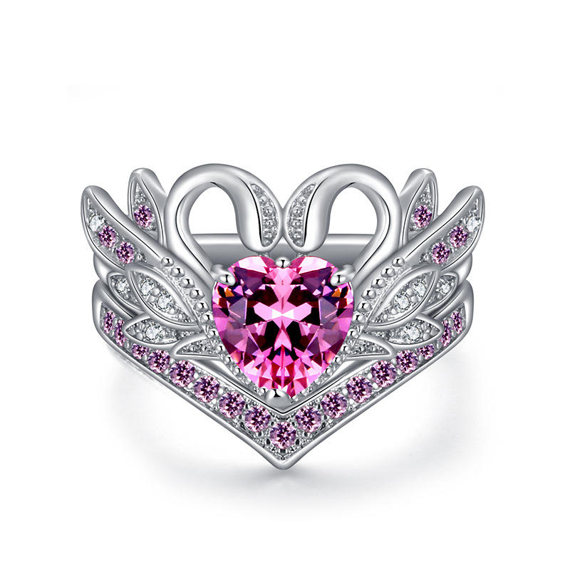 2 Stk/sett Sweet Swan Heart Zirconia Forlovelsesring Unik Gave Til Kvinner Jenter