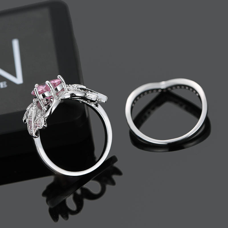 2 Stk/sett Sweet Swan Heart Zirconia Forlovelsesring Unik Gave Til Kvinner Jenter