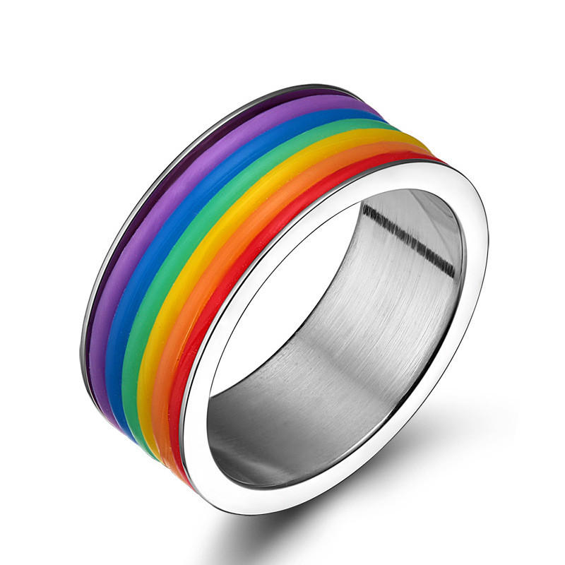 Mote Rustfritt Stål Fingerring Rainbow Silikonring For Kvinner Menn Lgbt Band Unisex Smykker