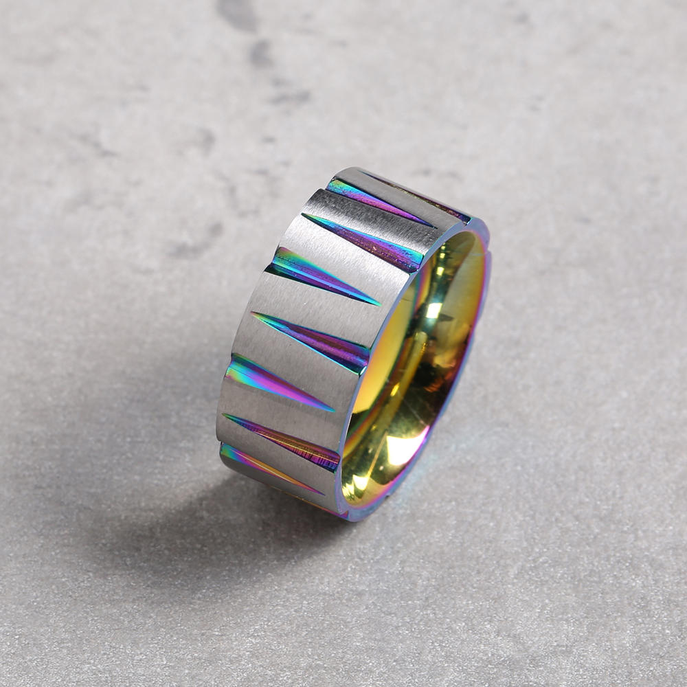 Punk Fargerik Trådtegning Rustfritt Stål Fingerring Geometrisk Kjegle Unisex Forlovelsesringer