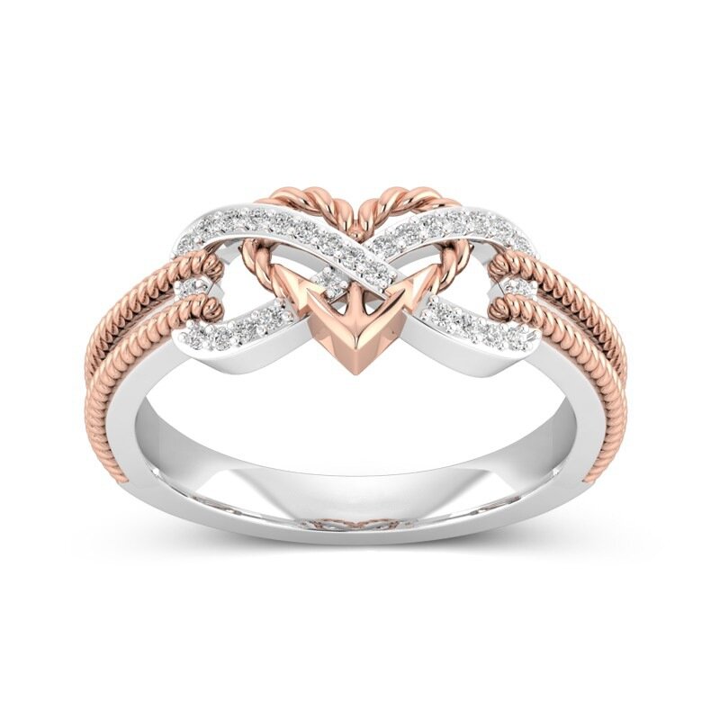 Spesial Zirkon Innlagt Hule Platinum Ringer Infinity Knot Heart Cross Finger Ring For Damer