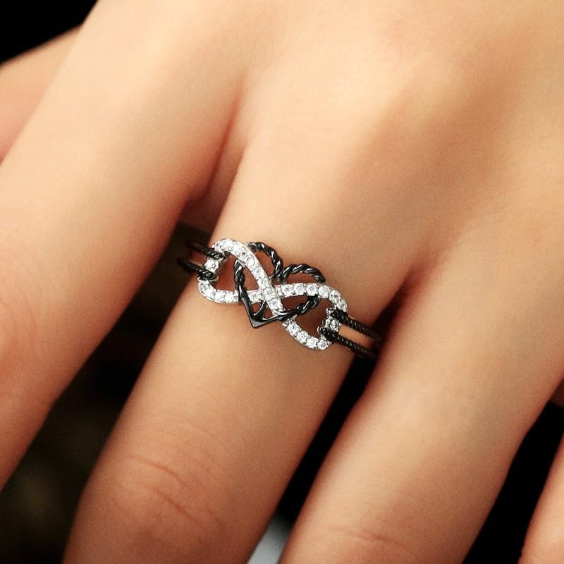 Spesial Zirkon Innlagt Hule Platinum Ringer Infinity Knot Heart Cross Finger Ring For Damer