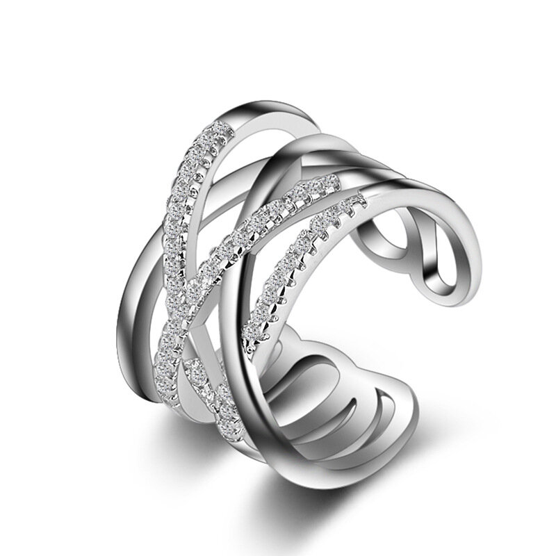 Stablebar Twining Clear CZ Ring Dazzling Zirconia Engasjement Finger Ringer For Dame