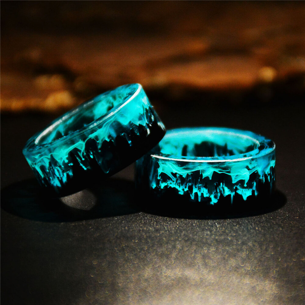 Time Gem Epoxy Ring Gjør Det Selv Håndlaget Blekkmaling Magic Forest Resin Ring Unisex