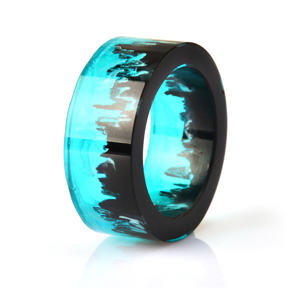 Time Gem Epoxy Ring Gjør Det Selv Håndlaget Blekkmaling Magic Forest Resin Ring Unisex