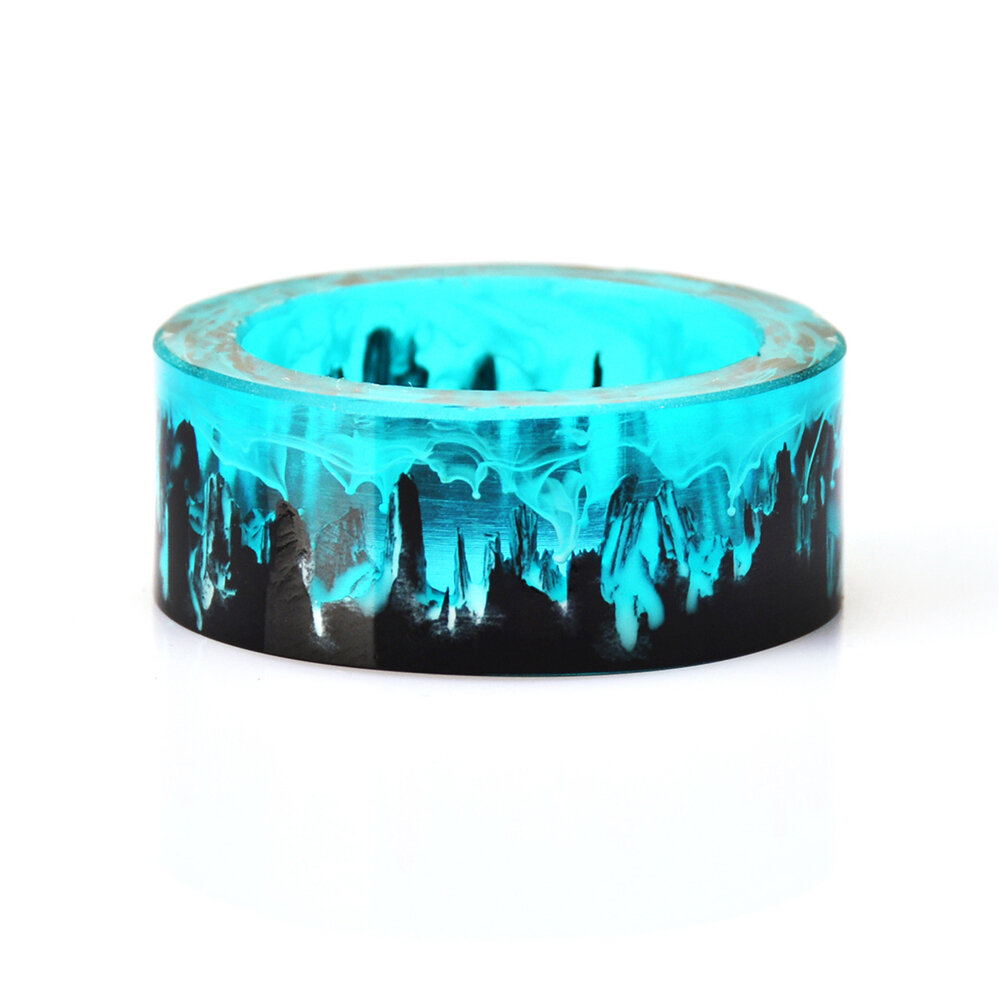 Time Gem Epoxy Ring Gjør Det Selv Håndlaget Blekkmaling Magic Forest Resin Ring Unisex