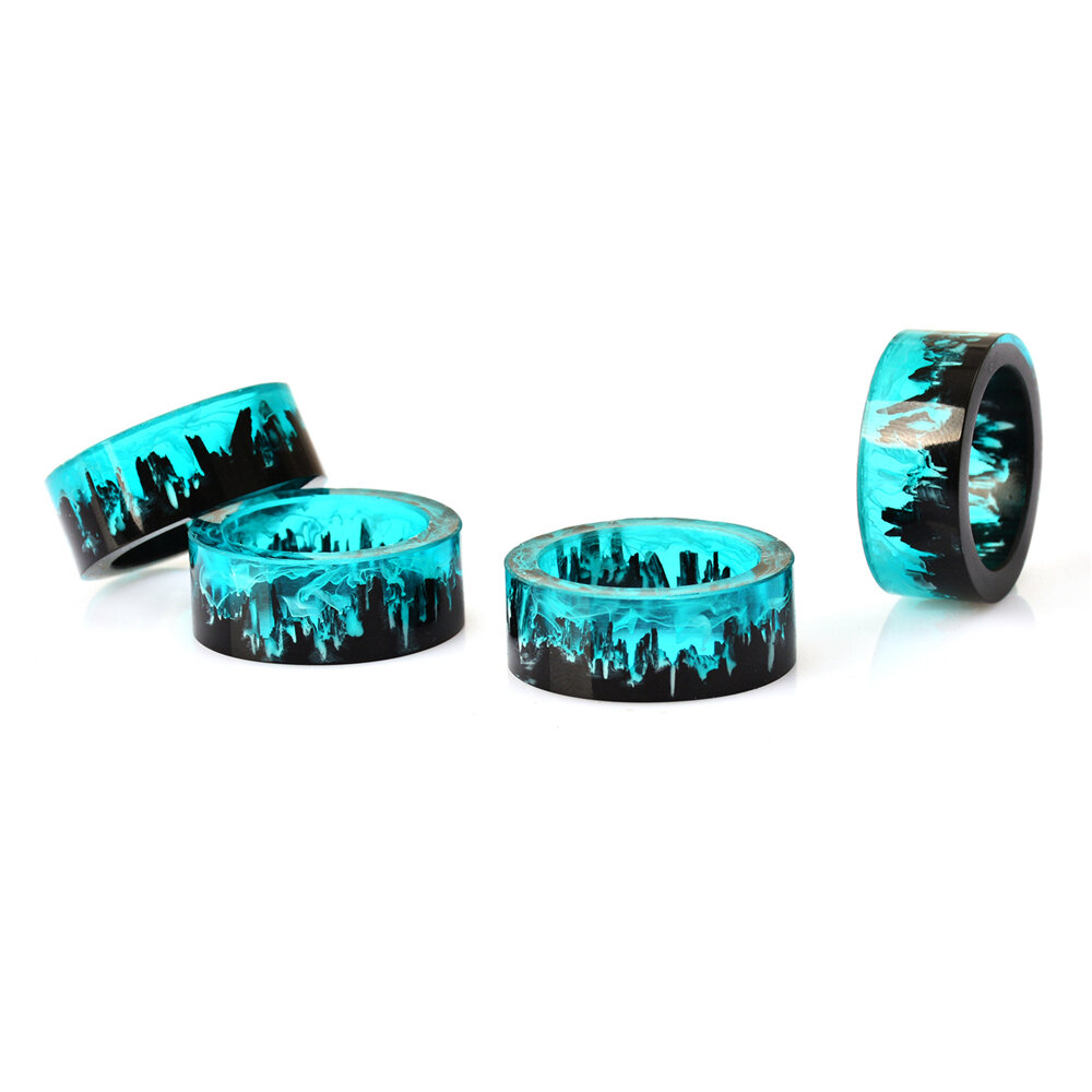 Time Gem Epoxy Ring Gjør Det Selv Håndlaget Blekkmaling Magic Forest Resin Ring Unisex