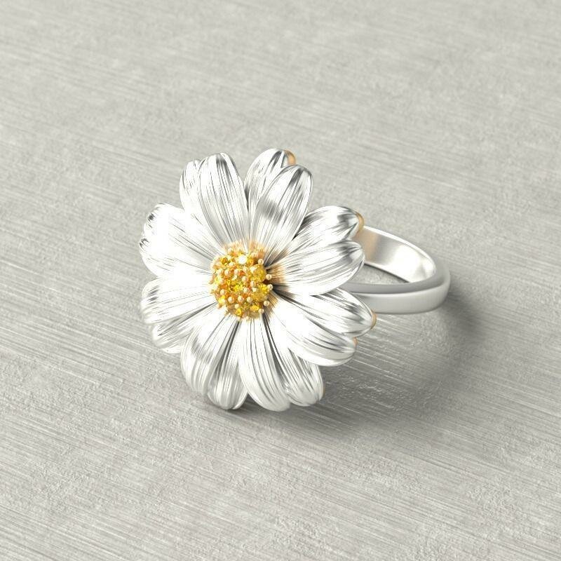 Trendy Chrysanthemum Small Daisy Flower Dameringer Wild Small Fresh Diamond Mount Smykker