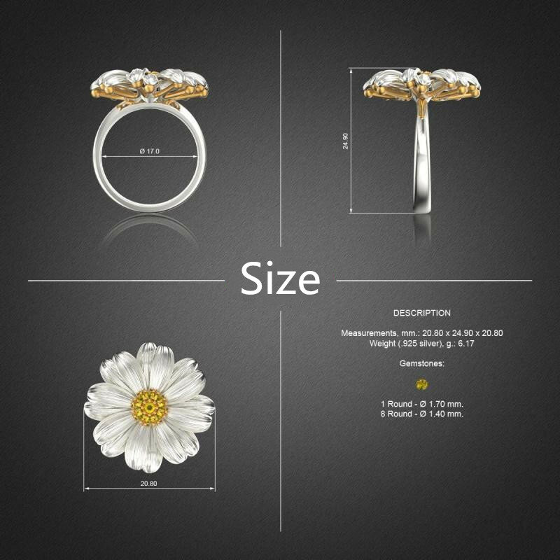 Trendy Chrysanthemum Small Daisy Flower Dameringer Wild Small Fresh Diamond Mount Smykker