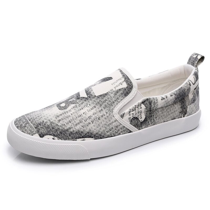 Herre Canvas Pustende Slip On Comfy Casual Court Flate Sko