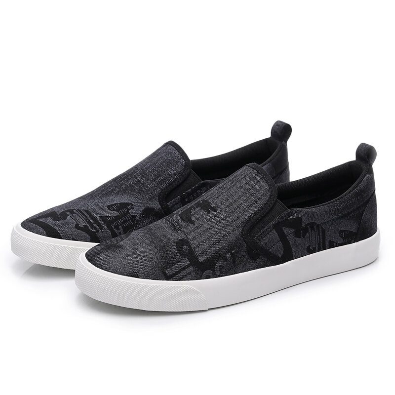 Herre Canvas Pustende Slip On Comfy Casual Court Flate Sko