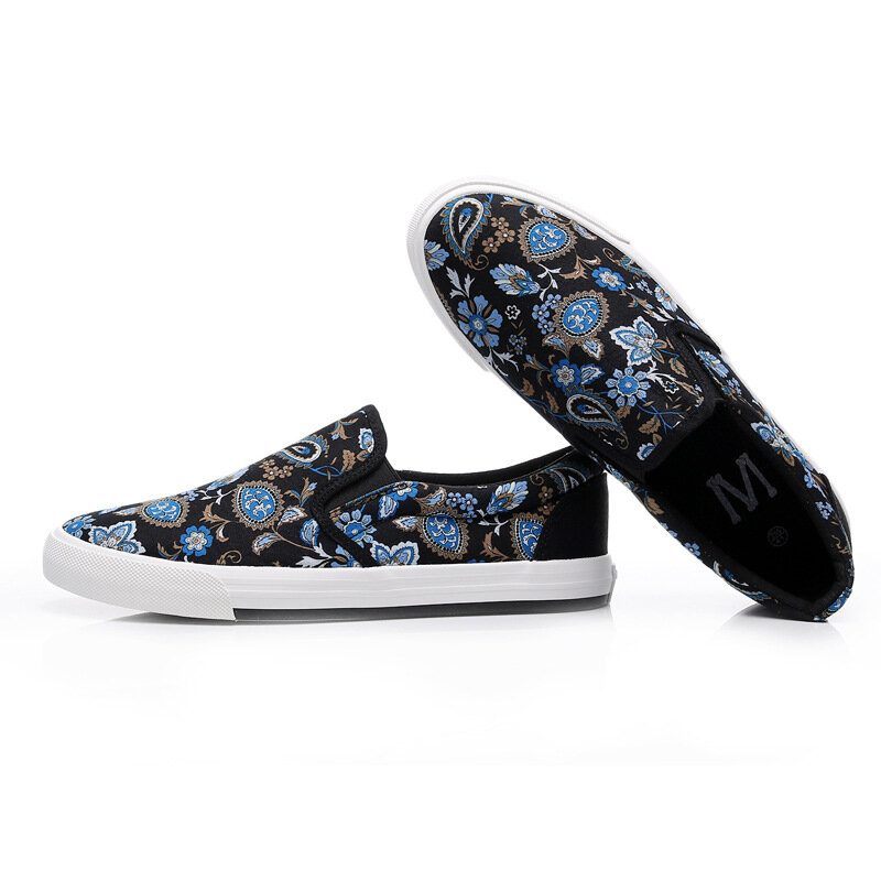 Herre Canvas Pustende Slip On Mykt Mønster Casual Court Sko