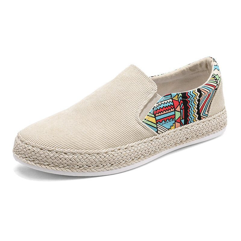 Herre Etnisk Mønster Cordfløyel Slip-on Casual Fisherman Loafers