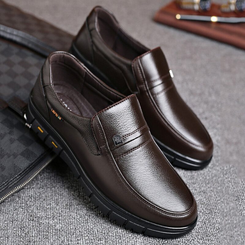 Herre Kuskinn Pustende Myk Såle Slip On Classic Casual Business Sko