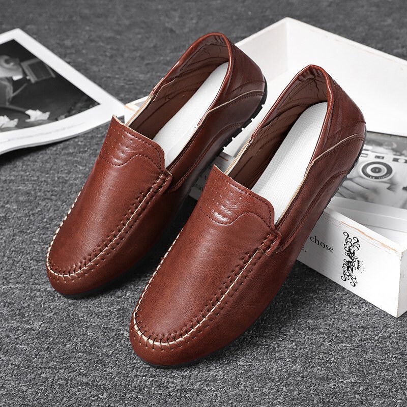 Herre Mikrofiber Pustende Myk Såle Komfortabel Brief Solid Casual Loafer Sko