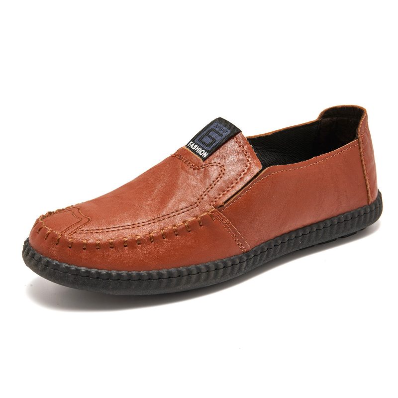 Herremote Komfortabel Håndsydd Myk Såle Slip-on Uformelle Flate Loafers