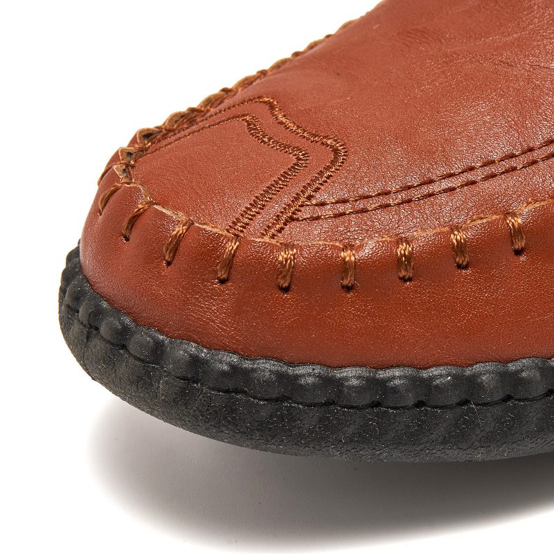 Herremote Komfortabel Håndsydd Myk Såle Slip-on Uformelle Flate Loafers