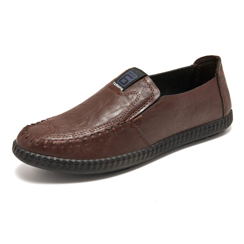 Herremote Komfortabel Håndsydd Myk Såle Slip-on Uformelle Flate Loafers