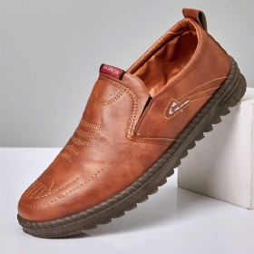 Herremotebrodert Behagelig Myk Såle Slip-on Uformelle Flate Loafers