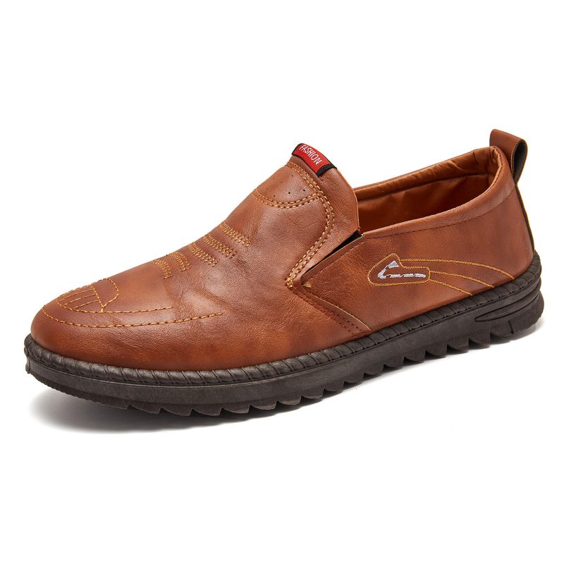 Herremotebrodert Behagelig Myk Såle Slip-on Uformelle Flate Loafers