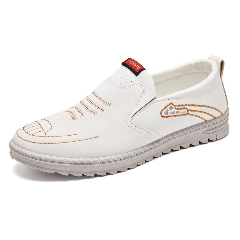 Herremotebrodert Behagelig Myk Såle Slip-on Uformelle Flate Loafers