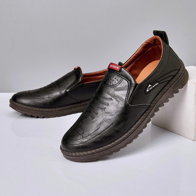 Herremotebrodert Behagelig Myk Såle Slip-on Uformelle Flate Loafers