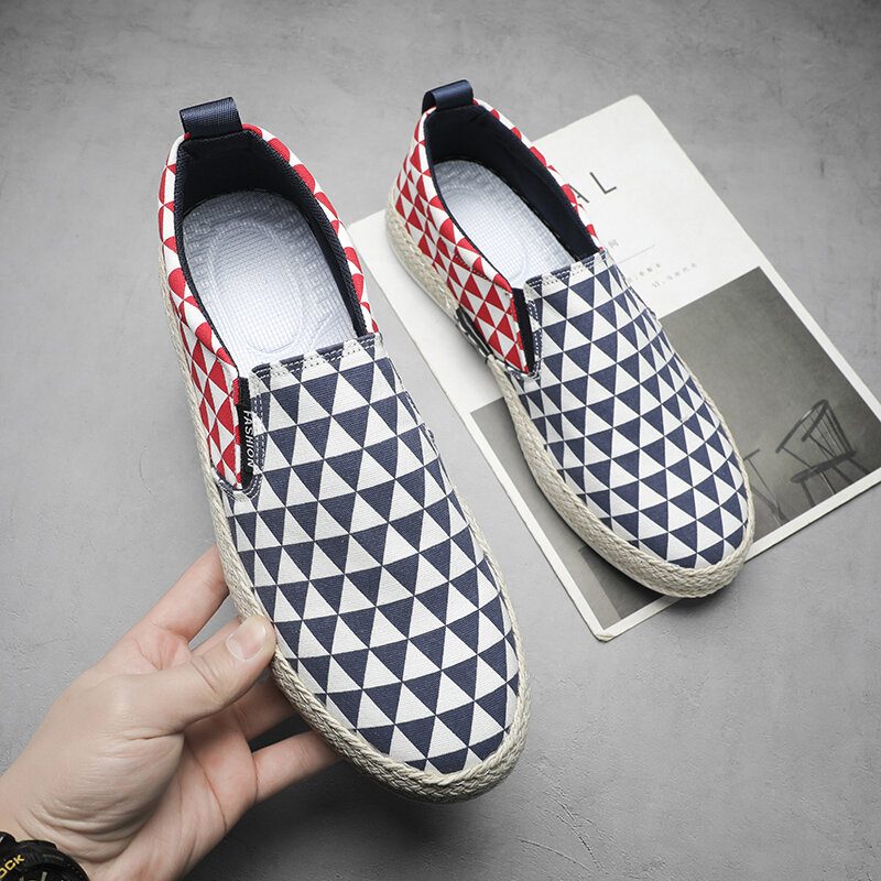 Menn Casual Cloth Lett Stilig Fishermen Slip On Flats