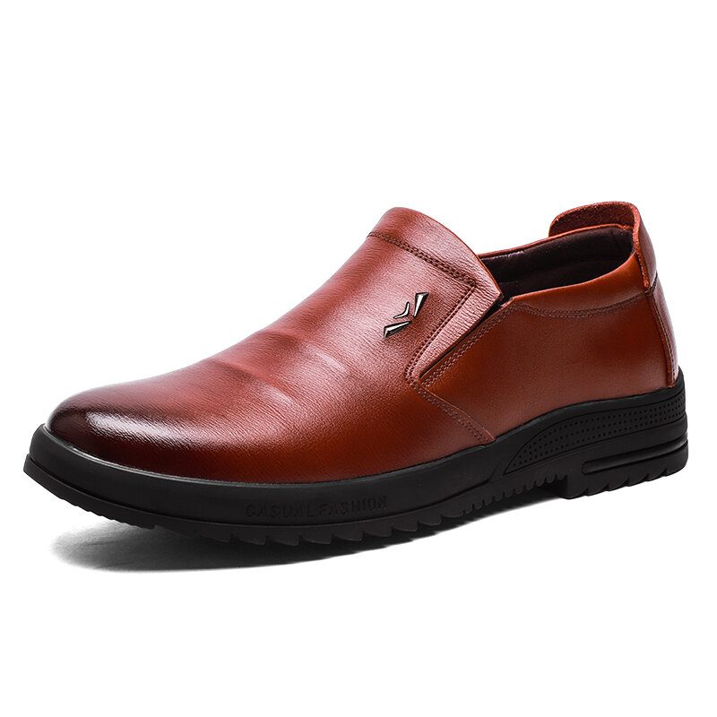 Menn Comfy Ekte Skinn Sklisikre Slip On Business Casual Sko