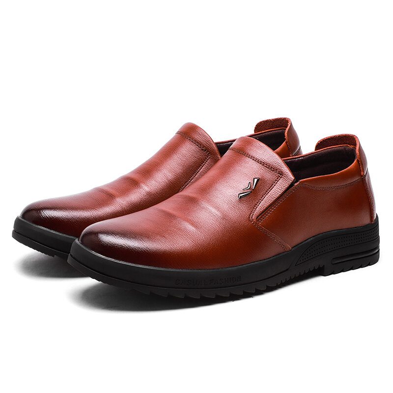 Menn Comfy Ekte Skinn Sklisikre Slip On Business Casual Sko